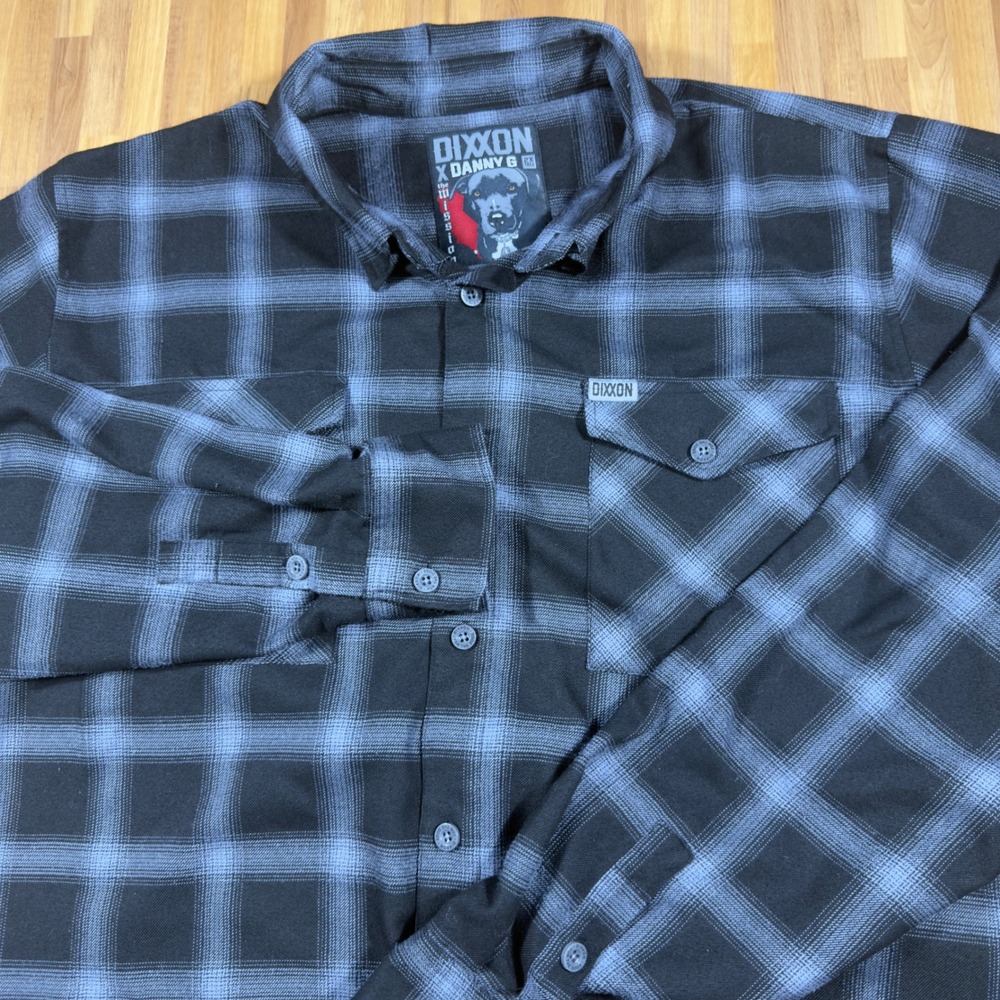 Dixxon Flannel x Danny G The Mission Plaid Shirt Black Blue 2X Tall D-Lite